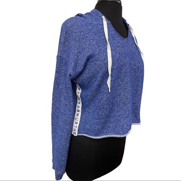JESSICA Simpson Heather Blue The Warm Up Crop Top Hoodie Sz M - Picture 5 of 14